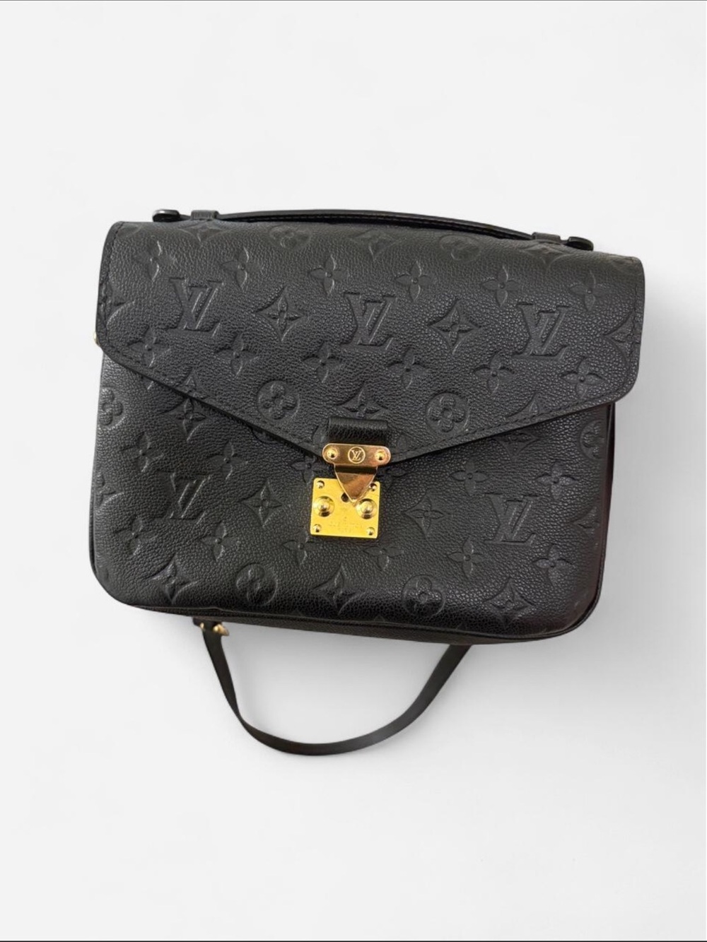 Louis Vuitton Authentic Black Monogram Empreinte Satchel with Gold Hardware
